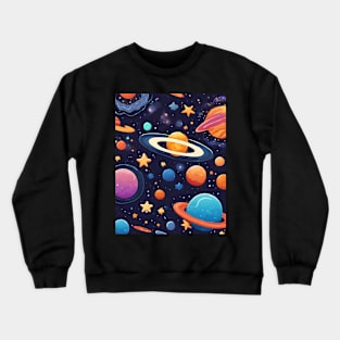 Cute Planets In Galaxy Crewneck Sweatshirt